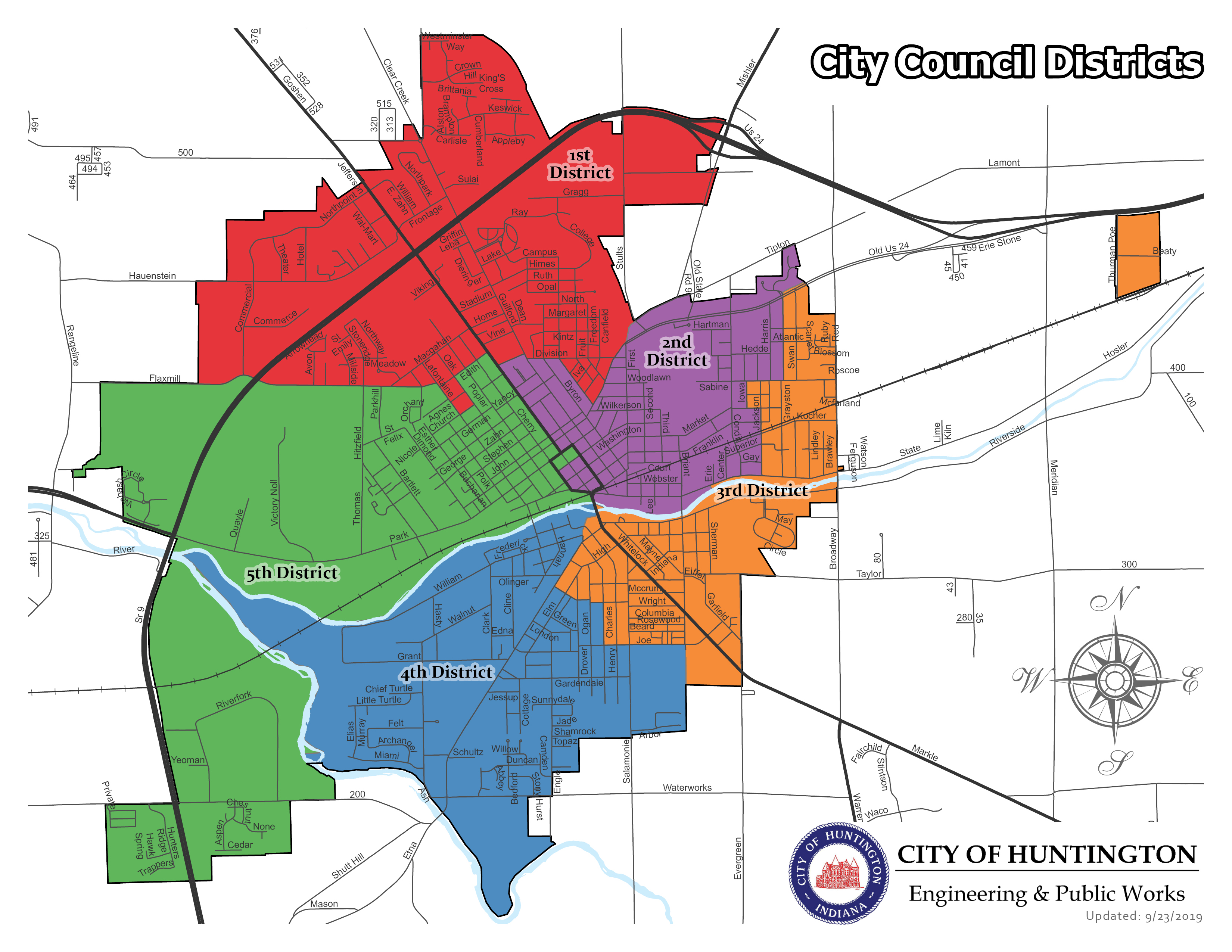 Huntington County Indiana Map City Council / Huntington County, Indiana