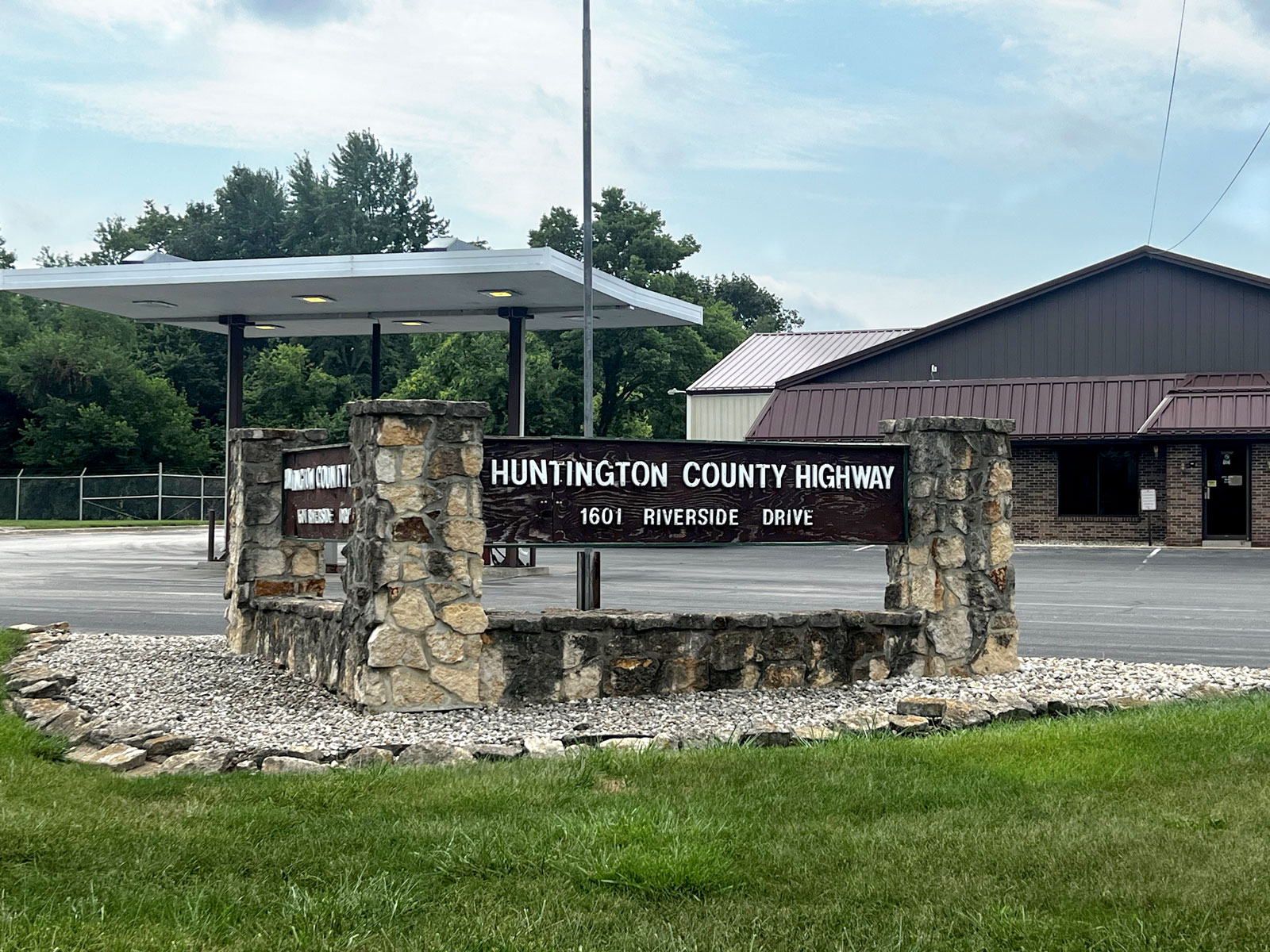 A photo of the Huntington County Highway Department offices on Riverside Drive in Huntington