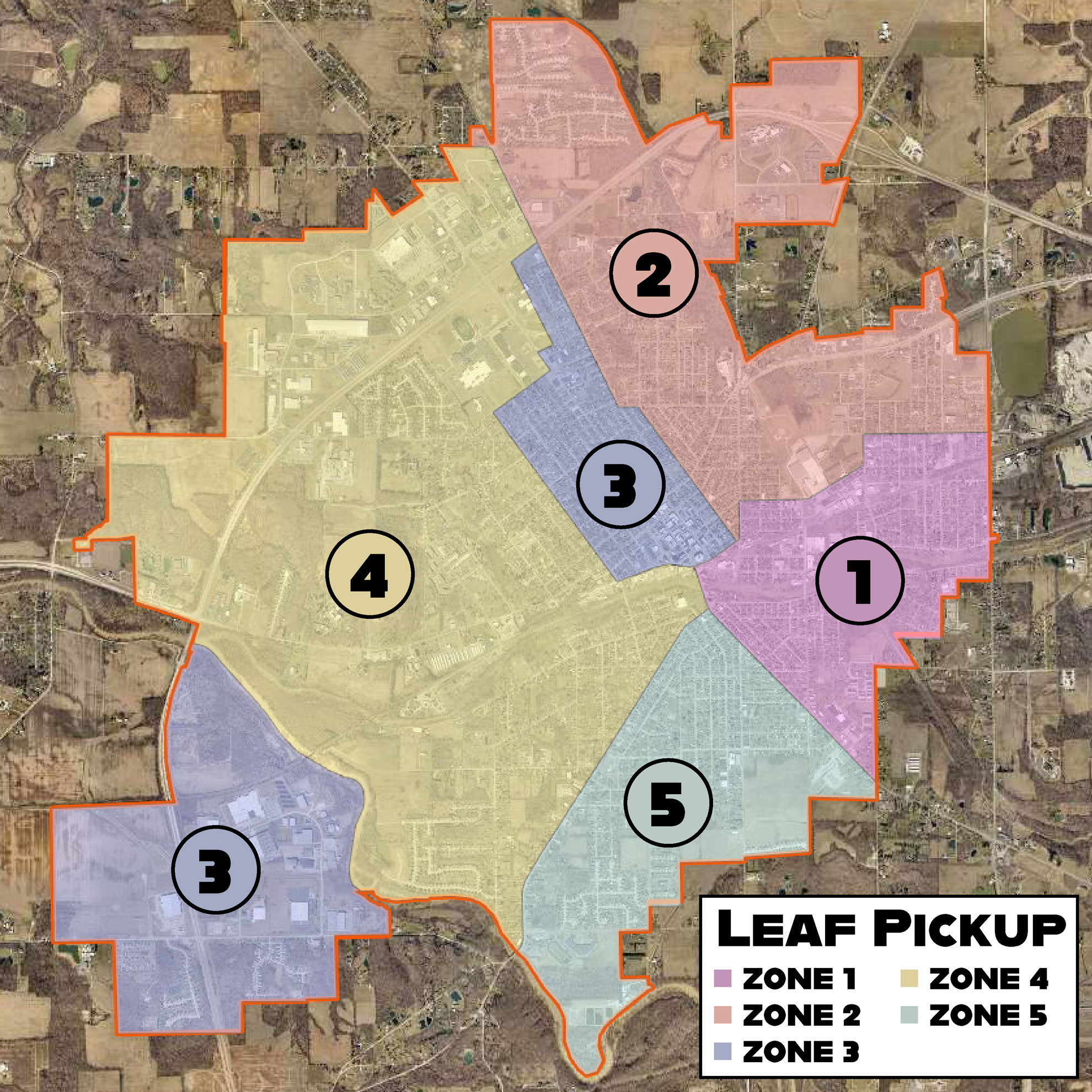 Map of City of Huntington leaf collection zones