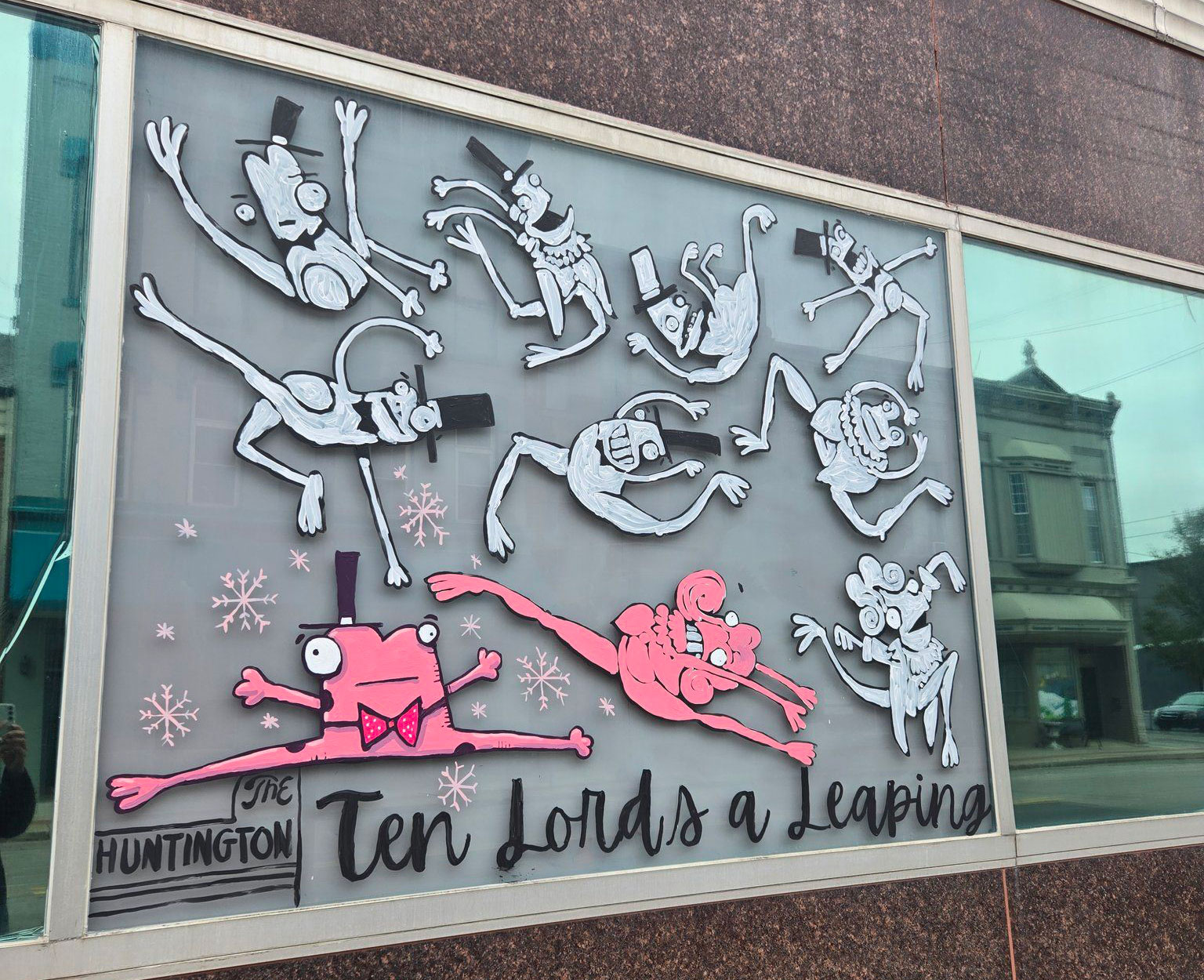 An artistic painting of 10 Lords a-Leaping
