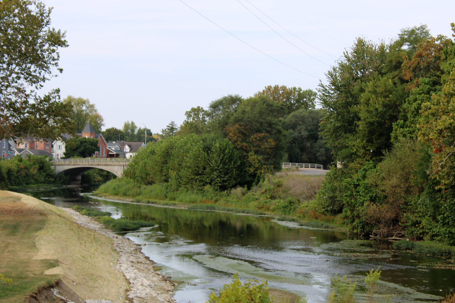 A photo of the Little River taken from the Erie Rail Trail Bridge.
